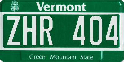 VT license plate ZHR404