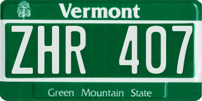 VT license plate ZHR407