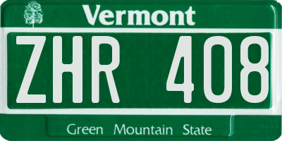 VT license plate ZHR408