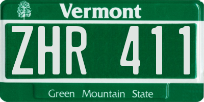 VT license plate ZHR411