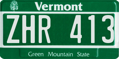 VT license plate ZHR413