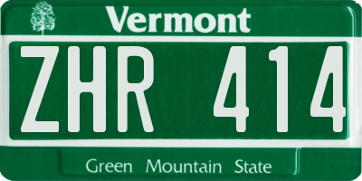 VT license plate ZHR414