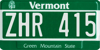 VT license plate ZHR415