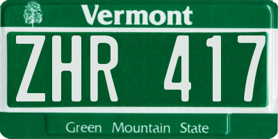 VT license plate ZHR417