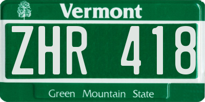 VT license plate ZHR418