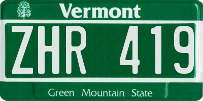VT license plate ZHR419