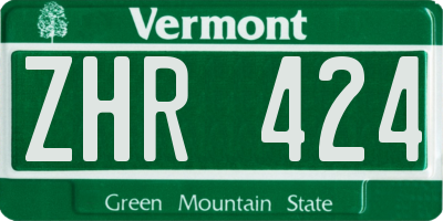 VT license plate ZHR424