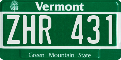 VT license plate ZHR431
