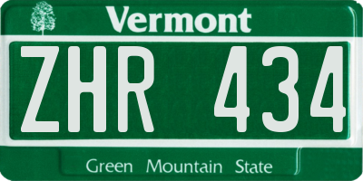 VT license plate ZHR434