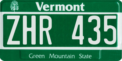 VT license plate ZHR435