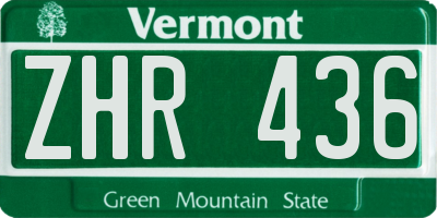VT license plate ZHR436