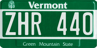 VT license plate ZHR440