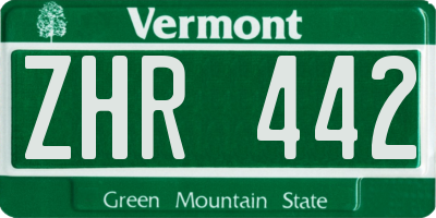 VT license plate ZHR442