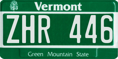 VT license plate ZHR446