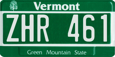 VT license plate ZHR461
