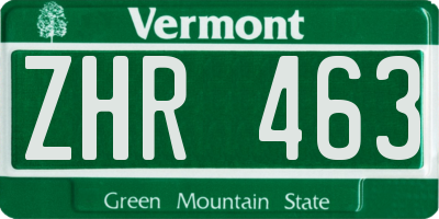 VT license plate ZHR463