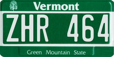 VT license plate ZHR464