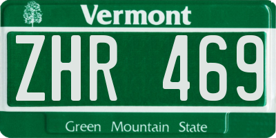 VT license plate ZHR469