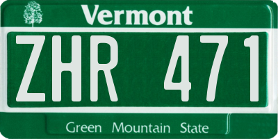 VT license plate ZHR471