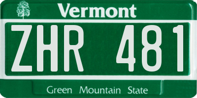 VT license plate ZHR481