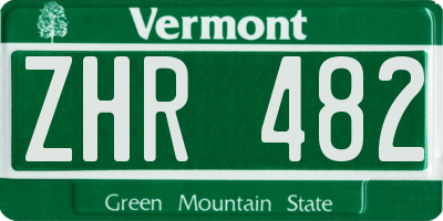VT license plate ZHR482