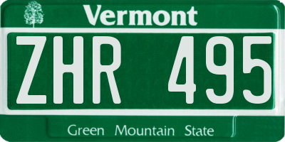 VT license plate ZHR495