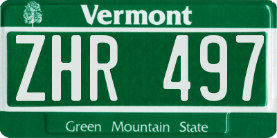 VT license plate ZHR497