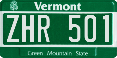 VT license plate ZHR501