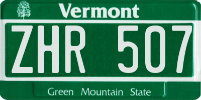VT license plate ZHR507
