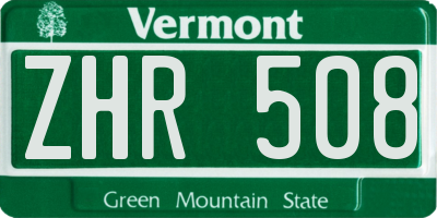 VT license plate ZHR508