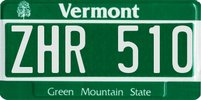 VT license plate ZHR510