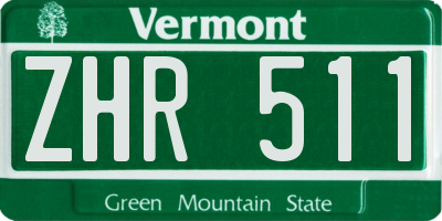 VT license plate ZHR511