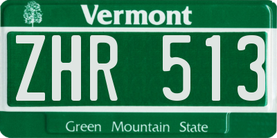 VT license plate ZHR513