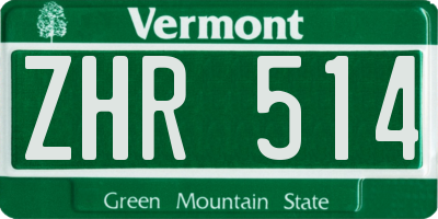 VT license plate ZHR514