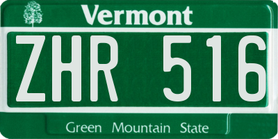 VT license plate ZHR516