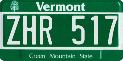VT license plate ZHR517