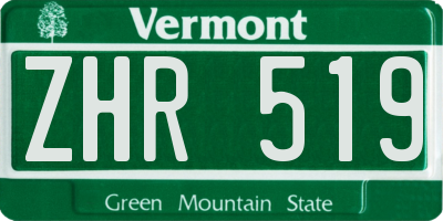VT license plate ZHR519