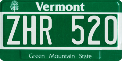 VT license plate ZHR520