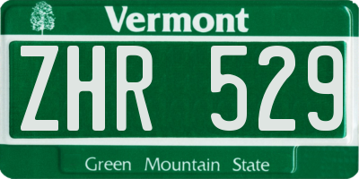 VT license plate ZHR529