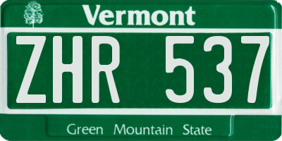 VT license plate ZHR537