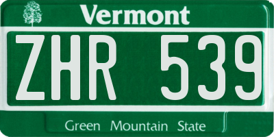VT license plate ZHR539