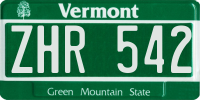 VT license plate ZHR542