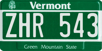 VT license plate ZHR543