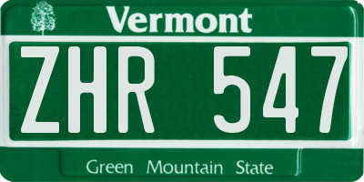 VT license plate ZHR547