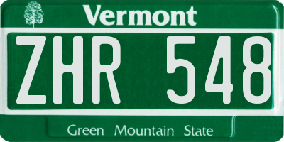 VT license plate ZHR548