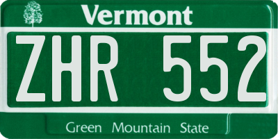 VT license plate ZHR552