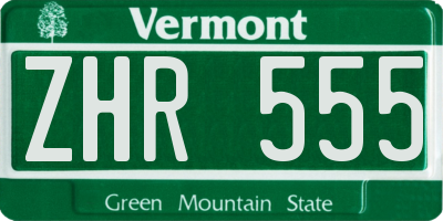 VT license plate ZHR555
