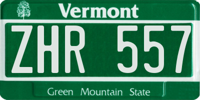 VT license plate ZHR557
