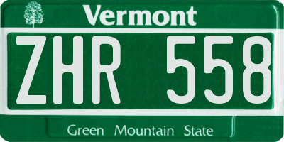 VT license plate ZHR558