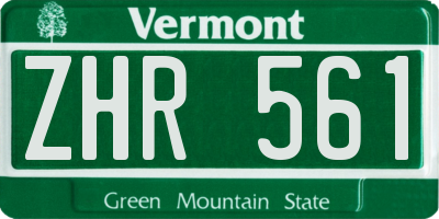 VT license plate ZHR561